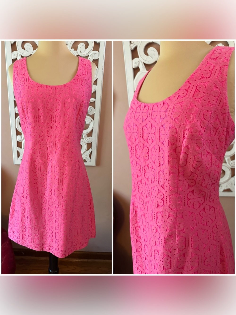 Lilly Pulitzer hot pink sleeveless cotton scoop neck sheath dress casual 6 M